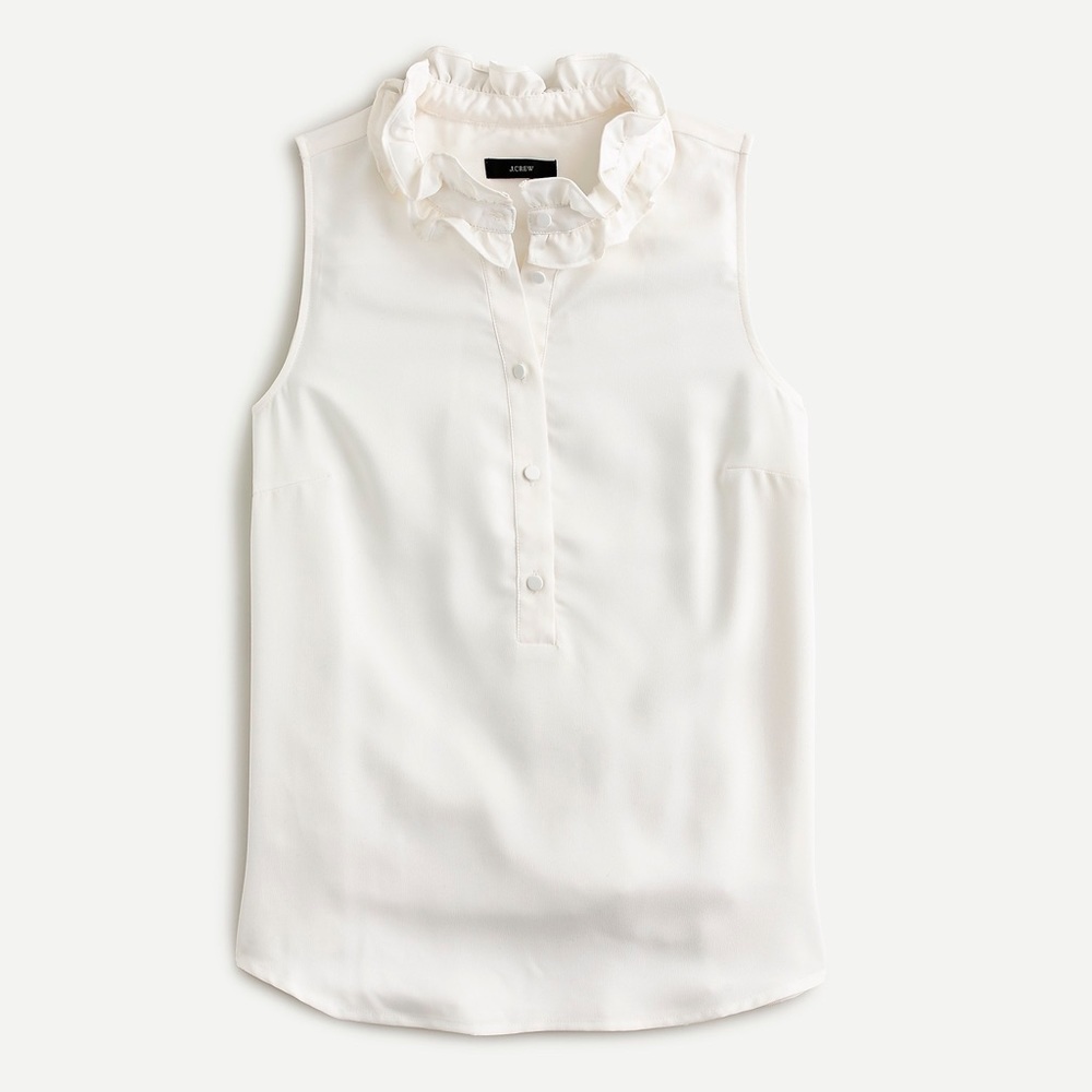 J.Crew Ruffle Neck Sleeveless Top Ivory